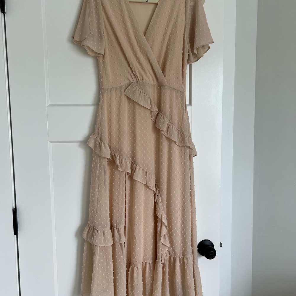 Lulus Elegant Cream Ruffle Dress